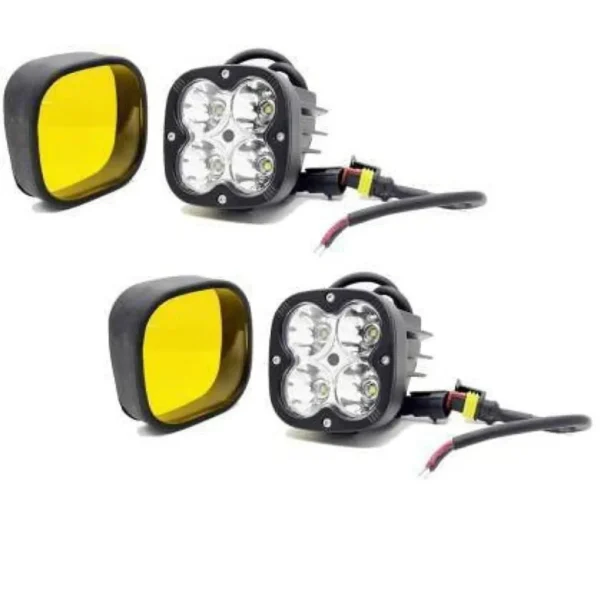 HJG 4 LED CREE Fog Light Auxiliary Light for All Motorcycles 60w each Yellow Cover Included