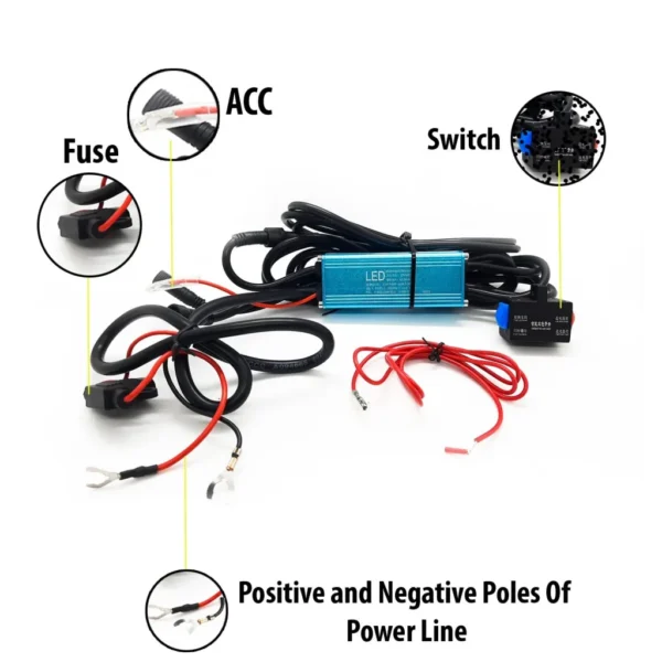 Universal Motorcycle Dual Color Led Fog Light With Wiring Kit Wiring Harness+ Fuse +Switch+ Relay + Strobe Flasher for Two Led Work Fog Light Plug N Play System ( 90W)(10-80V DC) - Image 6