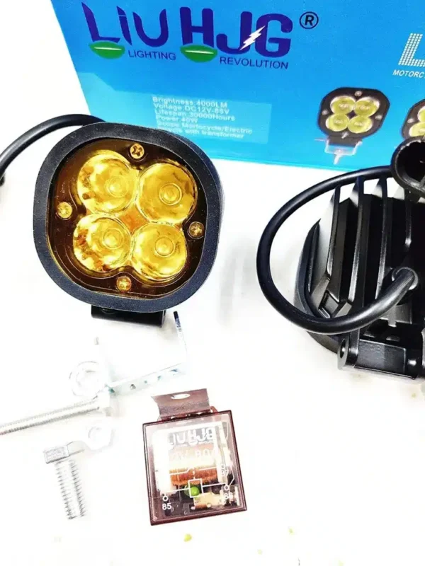 HJG Fog Lights 40 Watts each 6 in 1 you get waring harness, switch, relay, holder, yellow filter (2 Pcs.) - Image 4