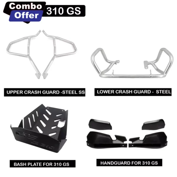 BMW G310GS Combo-Upper Crash Guard stainless steel +Lower Crash Guard stainless steel+Bashplate MS+handguard