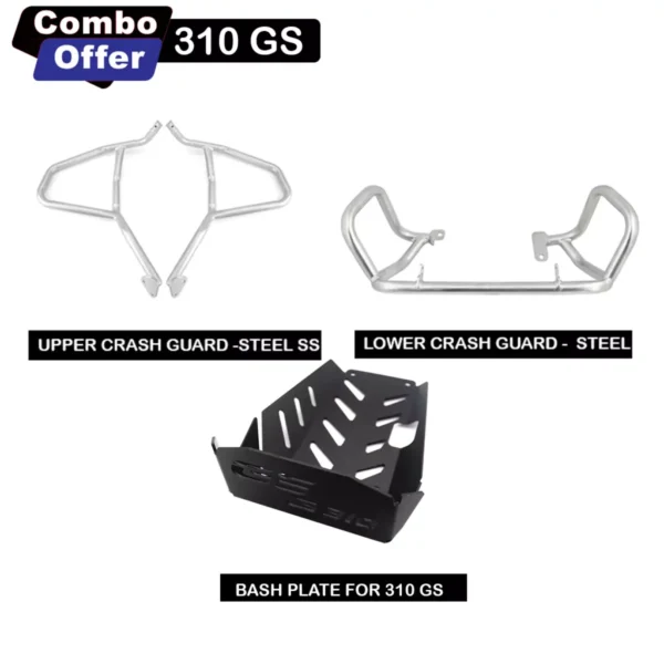 BMW G310GS Combo- Upper Crash Guard stainless steel+ Lower Crash Guard stainless steel++Bashplate ms