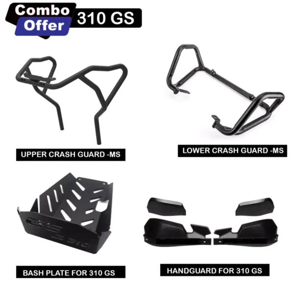 BMW G310GS Combo-Black Upper Crash Guard MS+Black Lower Crash Guard MS+Bashplate MS+handguard